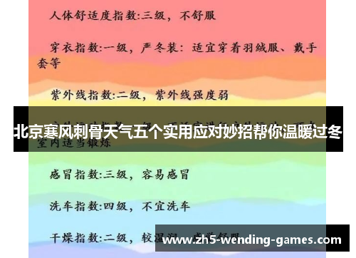 北京寒风刺骨天气五个实用应对妙招帮你温暖过冬